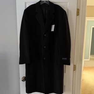 Stafford Classic Black Wool Blend Dress Coat